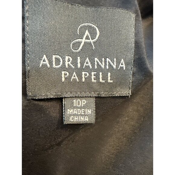 Adrianna Papell Black Floral Sleeveless Fit & Flare Dress Red Accents Sz 10P EUC - Picture 5 of 7